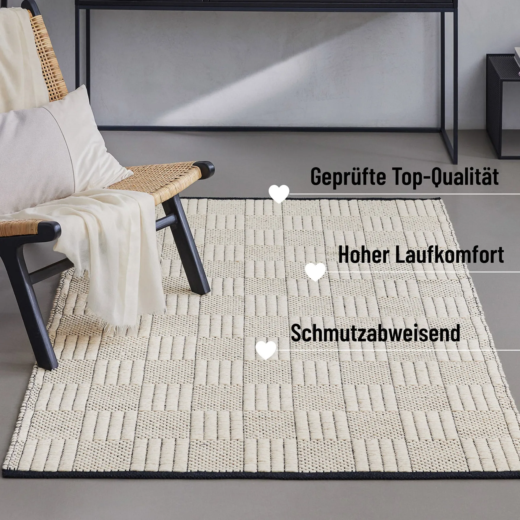Wollteppich Creme Weiß "Lani" WECONhome