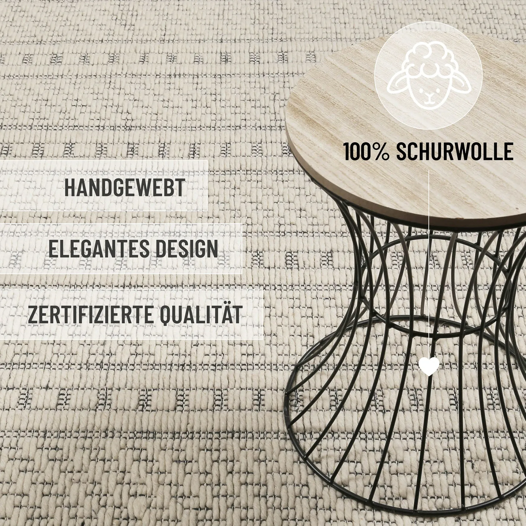 Wollteppich Creme Weiß "Liv" WECONhome