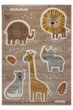 160x230 Teppich Kinderzimmer Braun Tiere