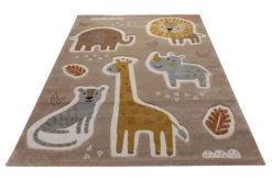 160x230 Teppich Kinderzimmer Braun Tiere