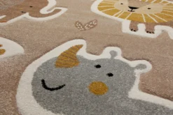 160x230 Teppich Kinderzimmer Braun Tiere