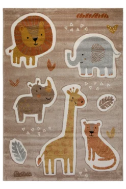 160x230 Teppich Kinderzimmer Braun Tiere
