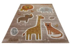 160x230 Teppich Kinderzimmer Braun Tiere