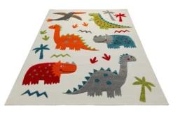 160x230 Teppich Kinderzimmer Creme Bunt Dinos