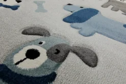160x230 Teppich Kinderzimmer Grau Blau Hunde