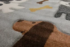 160x230 Teppich Kinderzimmer Grau Hunde Braun Weiß