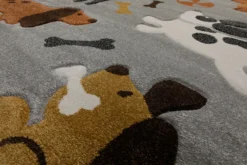 160x230 Teppich Kinderzimmer Grau Hunde Braun Weiß