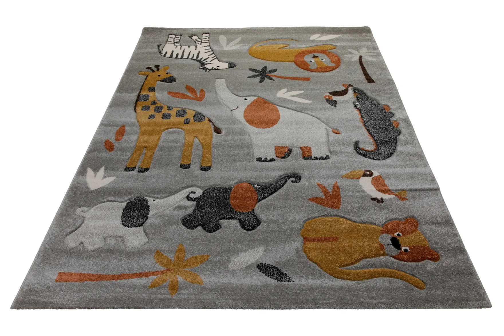 160x230 Teppich Kinderzimmer Grau Tiere