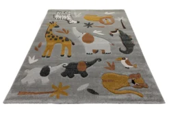 160x230 Teppich Kinderzimmer Grau Tiere