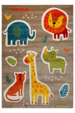160x230 Teppich Kinderzimmer Karamell Tiere Bunt