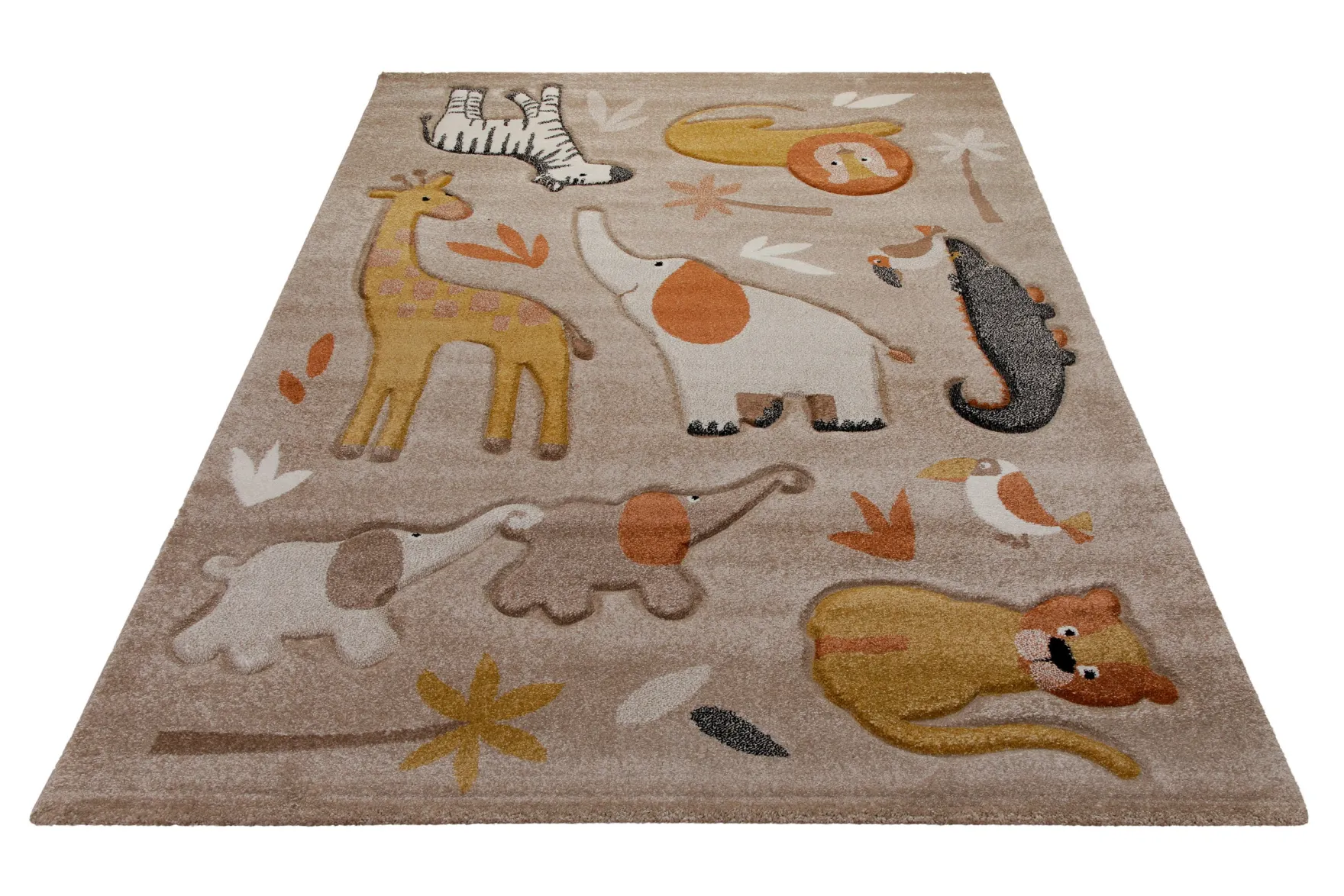 160x230 Teppich Kinderzimmer Karamell Tiere Blätter