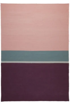 160x230 Teppich Wohnzimmer Aubergine trifft Rosé – Color-Block in reiner Baumwolle