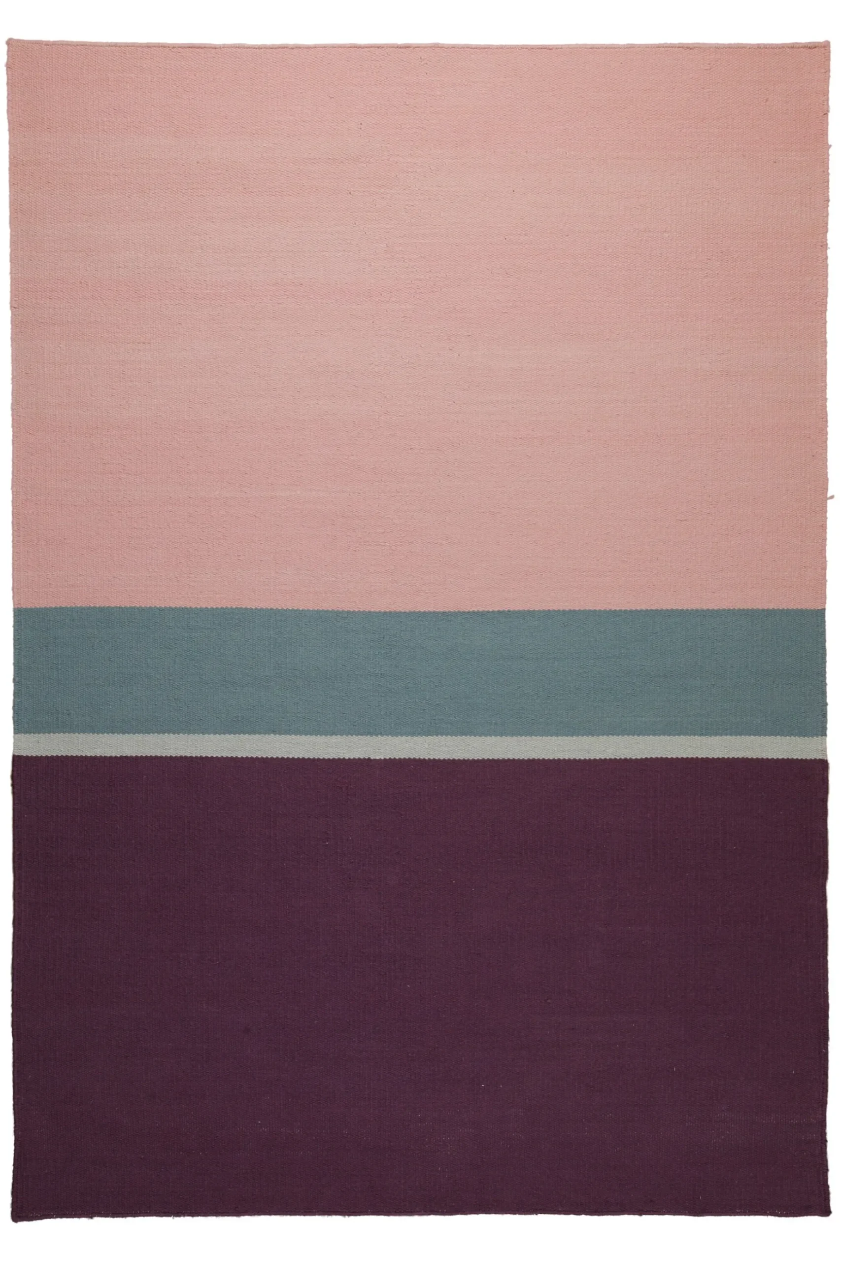 160x230 Teppich Wohnzimmer Aubergine trifft Rosé – Color-Block in reiner Baumwolle