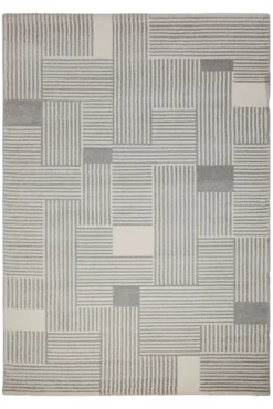 160x230 Teppich Wohnzimmer Beige Grau Streifen