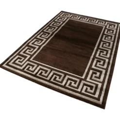 160x230 Teppich Wohnzimmer Braun Bordürenmuster