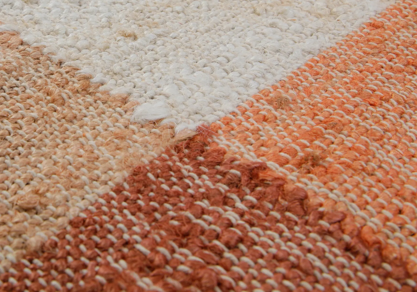 160x230 Teppich Wohnzimmer Color-Block in Apricot – Grafisches Spiel aus Naturfasern