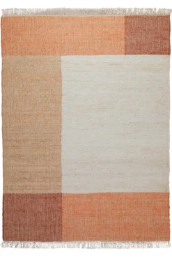 160x230 Teppich Wohnzimmer Color-Block in Apricot – Grafisches Spiel aus Naturfasern