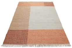 160x230 Teppich Wohnzimmer Color-Block in Apricot – Grafisches Spiel aus Naturfasern