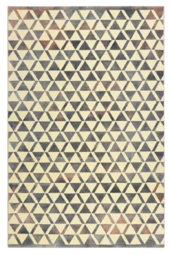 160x230 Teppich Wohnzimmer Creme Blaugrau Farbverlauf Dreieck