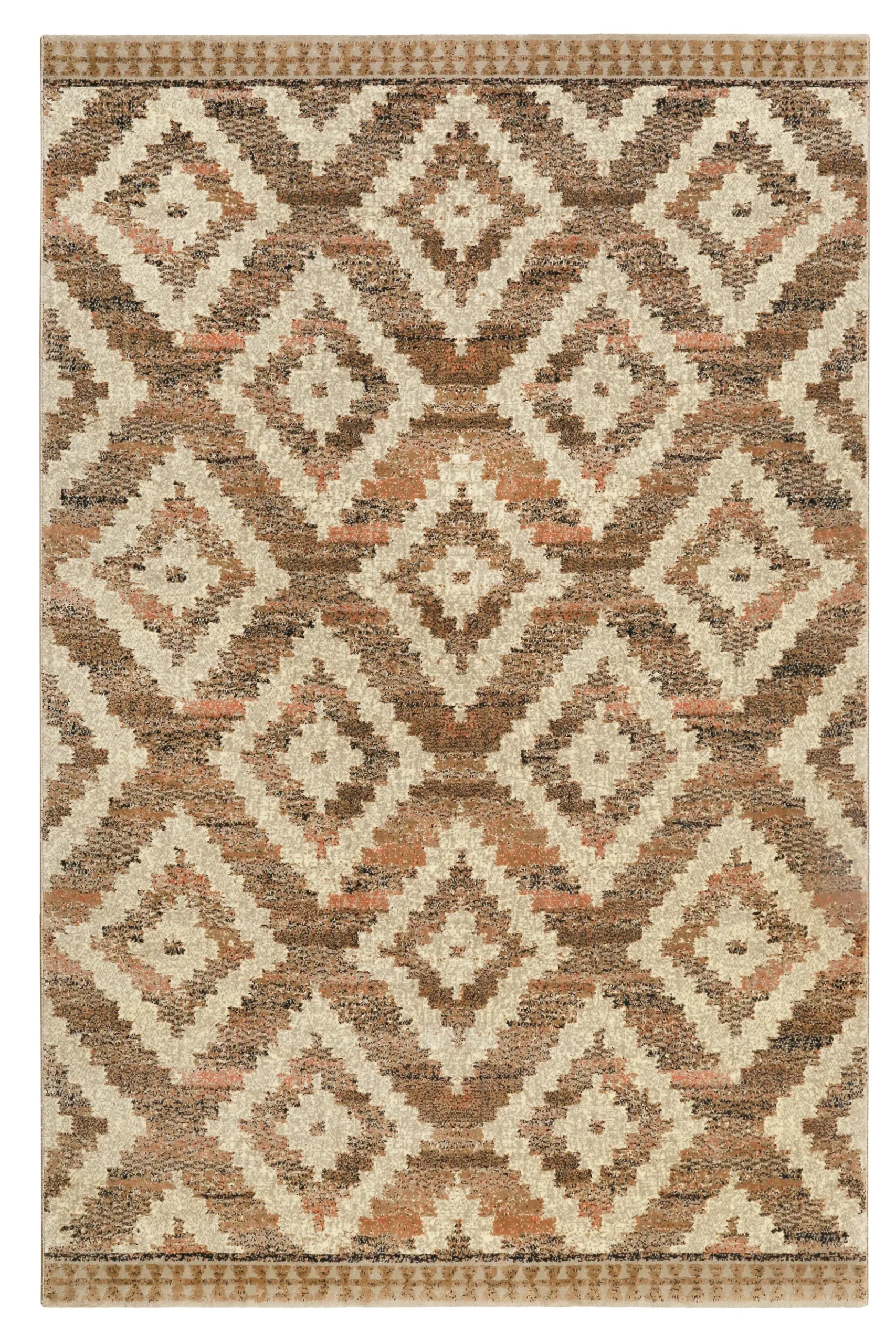 160x230 Teppich Wohnzimmer Creme Braun Farbverlauf Dreieck