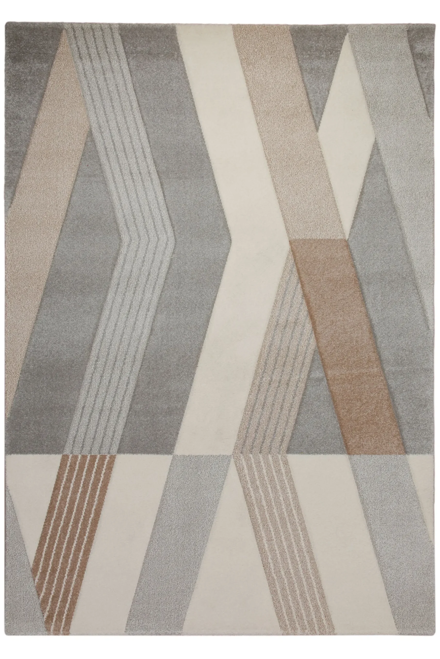 160x230 Teppich Wohnzimmer Creme Grau Muster