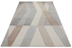 160x230 Teppich Wohnzimmer Creme Grau Muster
