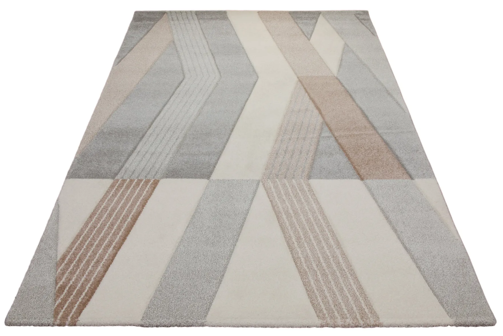 160x230 Teppich Wohnzimmer Creme Grau Muster