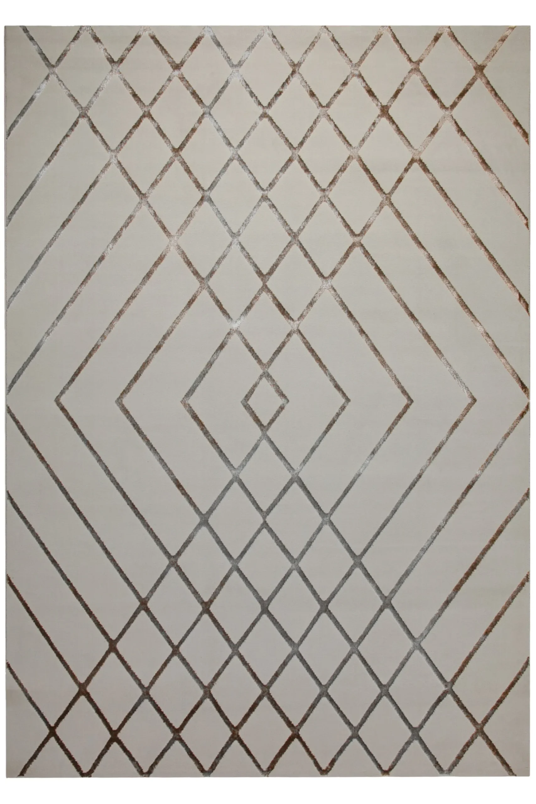 160x230 Teppich Wohnzimmer Creme Muster