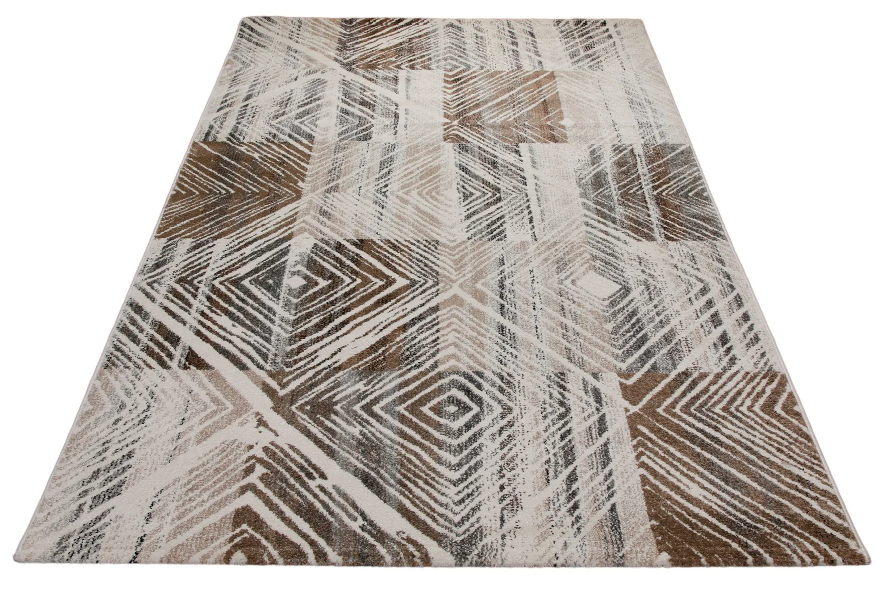 160x230 Teppich Wohnzimmer Creme Raute