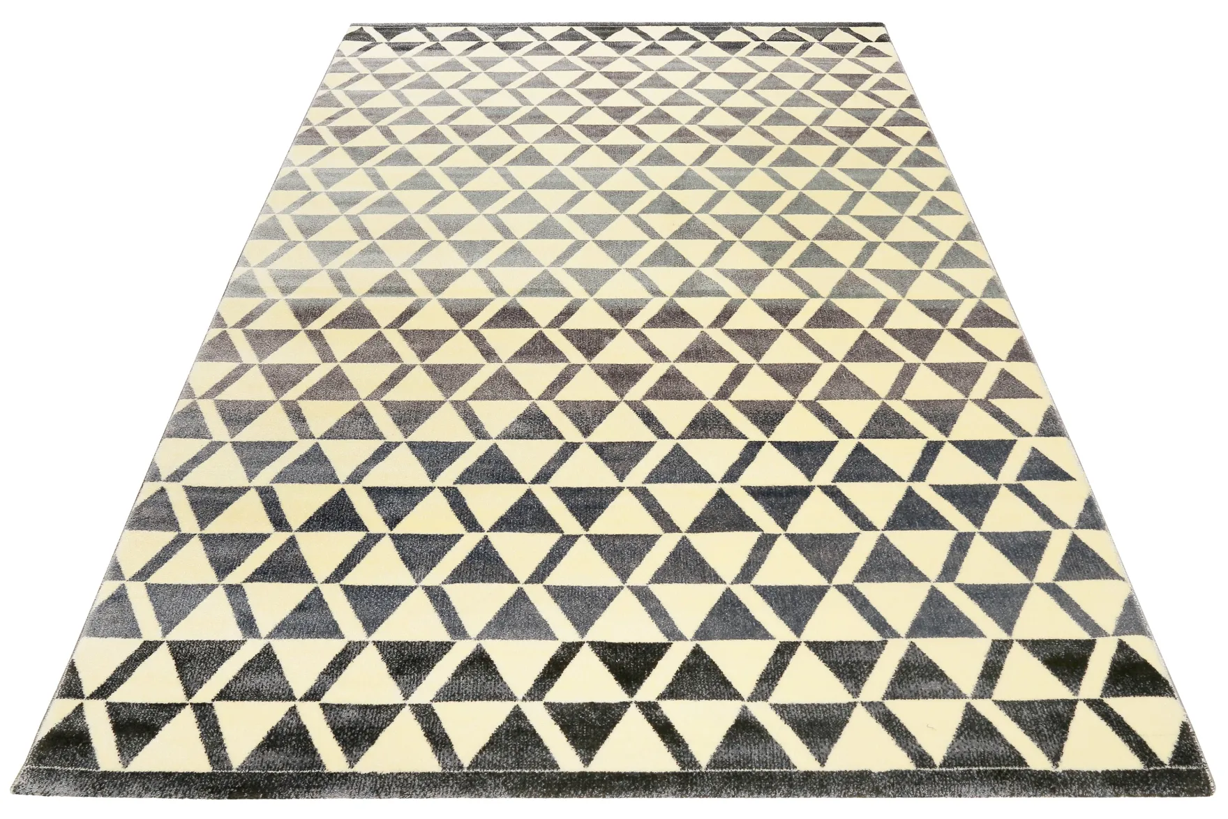 160x230 Teppich Wohnzimmer Creme Schwarz Farbverlauf Dreieck