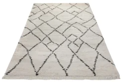 160x230 Teppich Wohnzimmer Creme Schwarz Rauten
