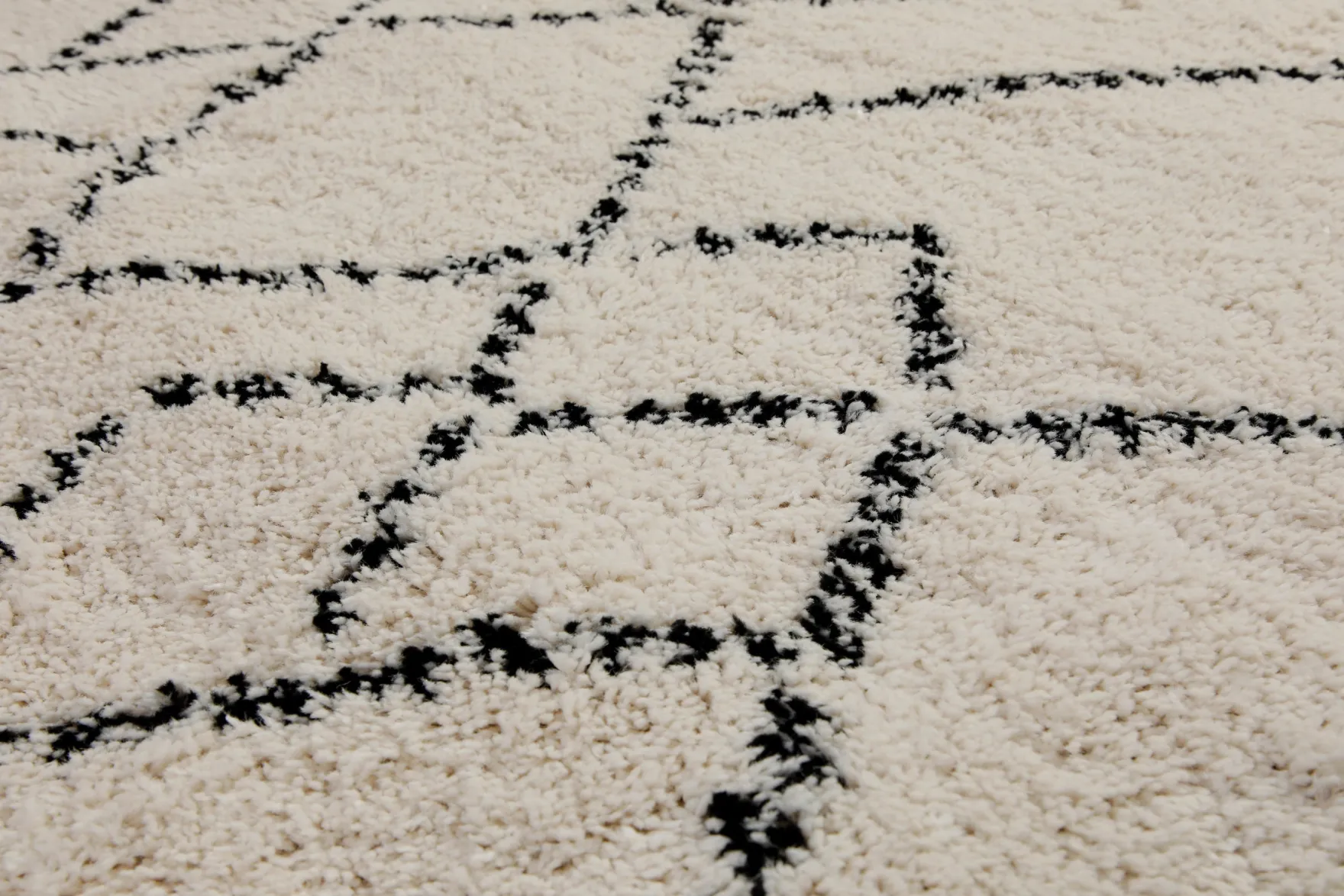 160x230 Teppich Wohnzimmer Creme Schwarz Rauten