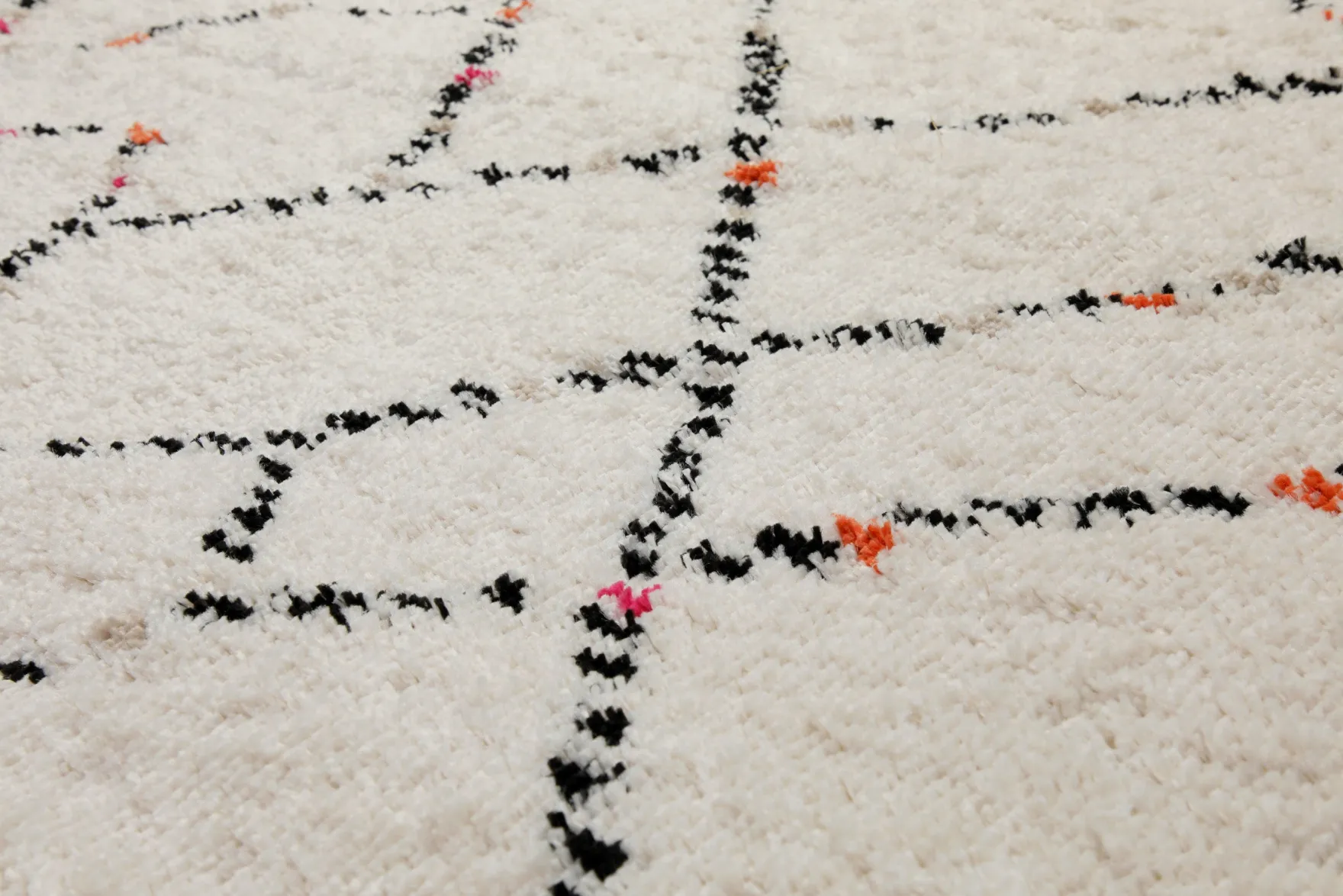 160x230 Teppich Wohnzimmer Creme Schwarz Rauten
