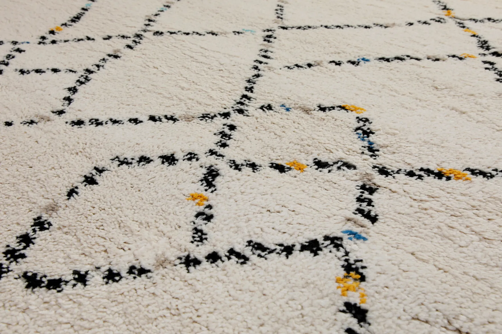 160x230 Teppich Wohnzimmer Creme Schwarz Rauten