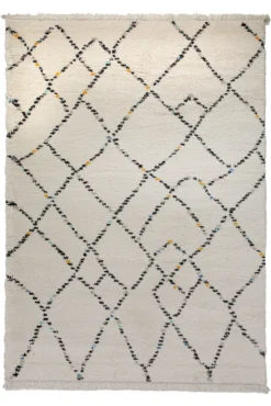 160x230 Teppich Wohnzimmer Creme Schwarz Rauten