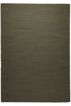 160x230 Teppich Wohnzimmer ESPRIT Uni – Strapazierfähiger Baumwollteppich in tiefem Olivgrün