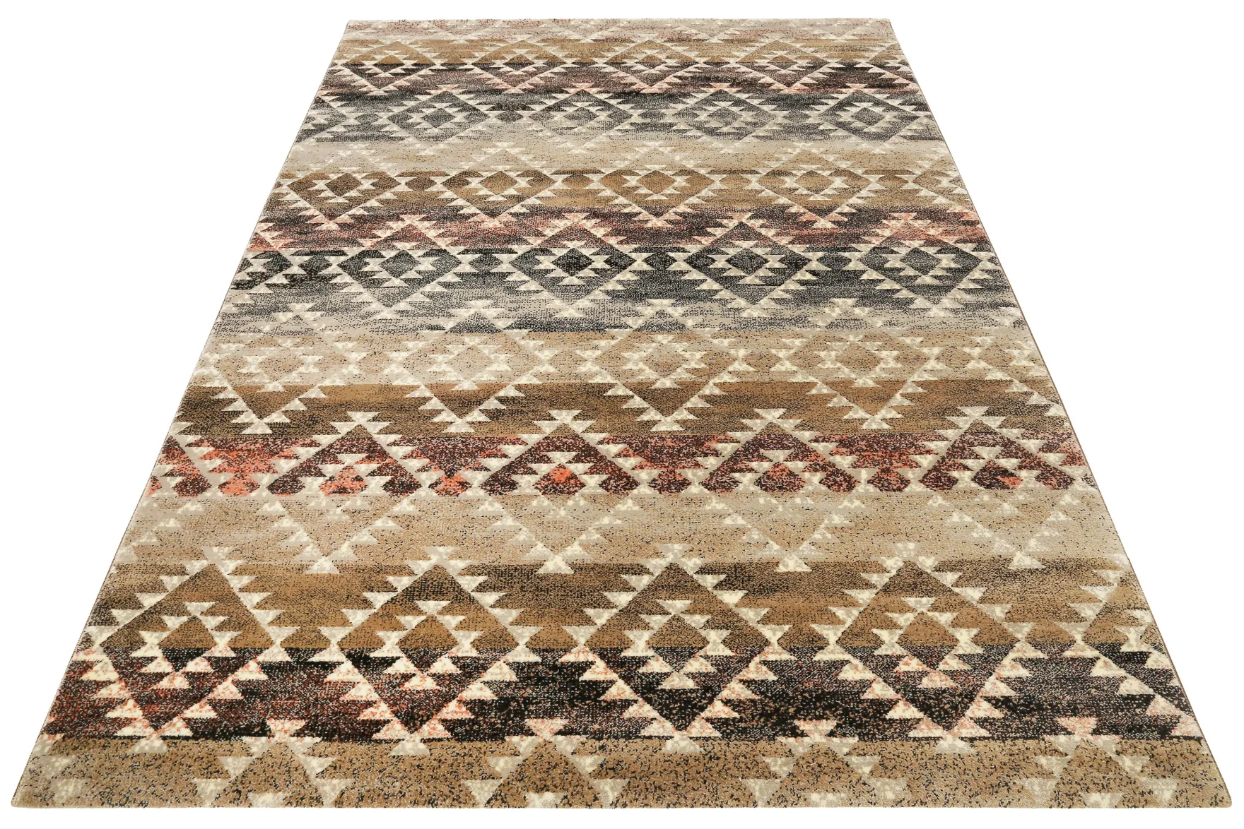 160x230 Teppich Wohnzimmer Farbverlauf Braun Raute