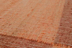 160x230 Teppich Wohnzimmer Glühendes Apricot – Naturfaserteppich mit Webrahmen und Fransen