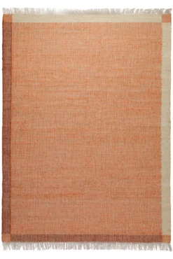 160x230 Teppich Wohnzimmer Glühendes Apricot – Naturfaserteppich mit Webrahmen und Fransen