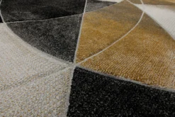160x230 Teppich Wohnzimmer Gold Schwarz Linien