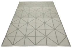 160x230 Teppich Wohnzimmer Grafische Ruhe – Skandi-Flachgewebe mit Diamantraster