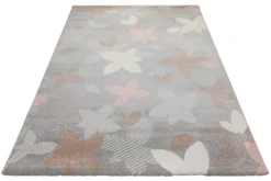 160x230 Teppich Wohnzimmer Grau Blüten