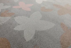 160x230 Teppich Wohnzimmer Grau Blüten