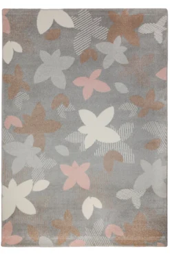 160x230 Teppich Wohnzimmer Grau Blüten