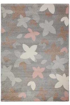 160x230 Teppich Wohnzimmer Grau Blüten