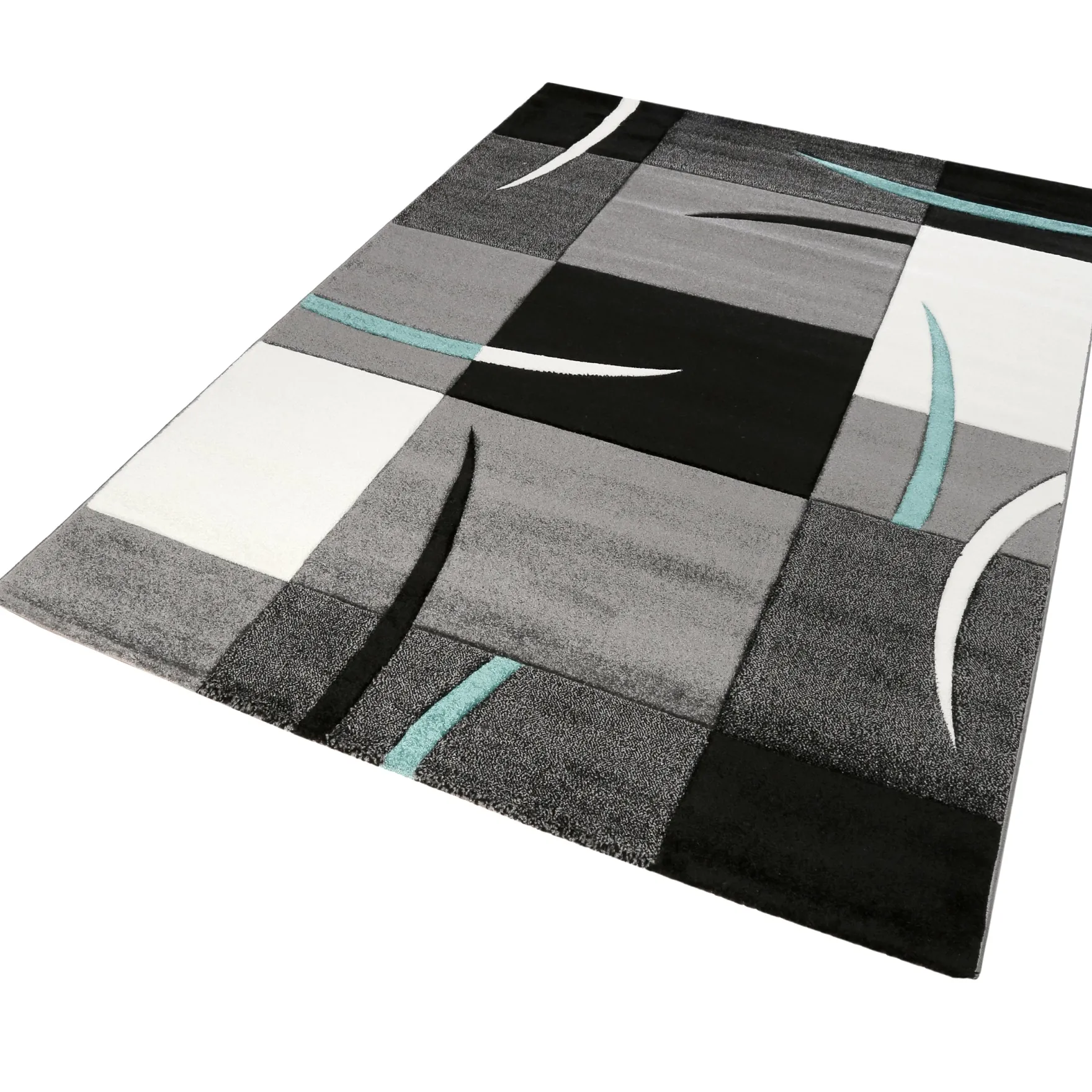 160x230 Teppich Wohnzimmer Grau Türkis