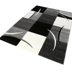 160x230 Teppich Wohnzimmer Grau Weiß Rechtecke