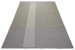 160x230 Teppich Wohnzimmer Greige trifft Hellblau – Skandi-Flachgewebe mit Charakter