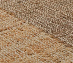 160x230 Teppich Wohnzimmer Honig trifft Greige – Naturfaser-Diptychon mit Kontrastsaum