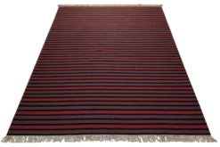 160x230 Teppich Wohnzimmer Marine Stripes – Klassischer Streifenteppich in Rot, Blau und Schwarz